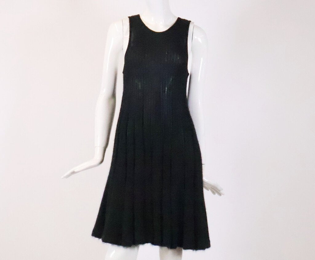 (M) Black and Silver Sleeveless Mohair Dress