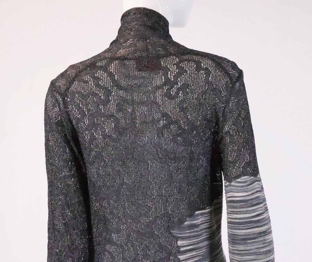 (8) Black Cheetah Print and Grey Stripe Knit Dress