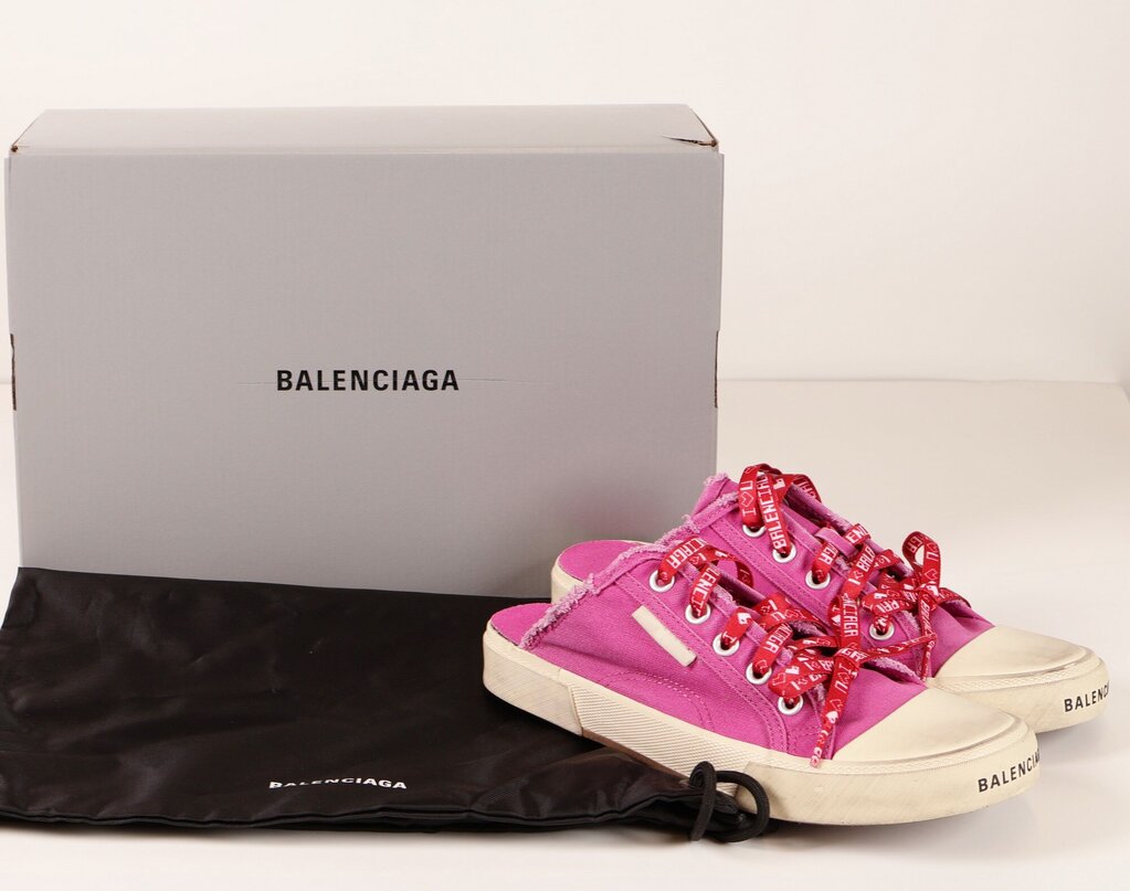 (10) Dark Pink 'Paris' Open Back Sneakers