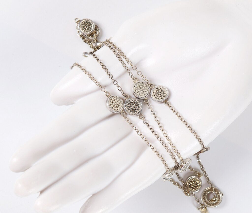 Sterling and 18K Dot Disc Station Necklace