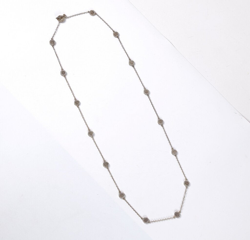 Sterling and 18K Dot Disc Station Necklace