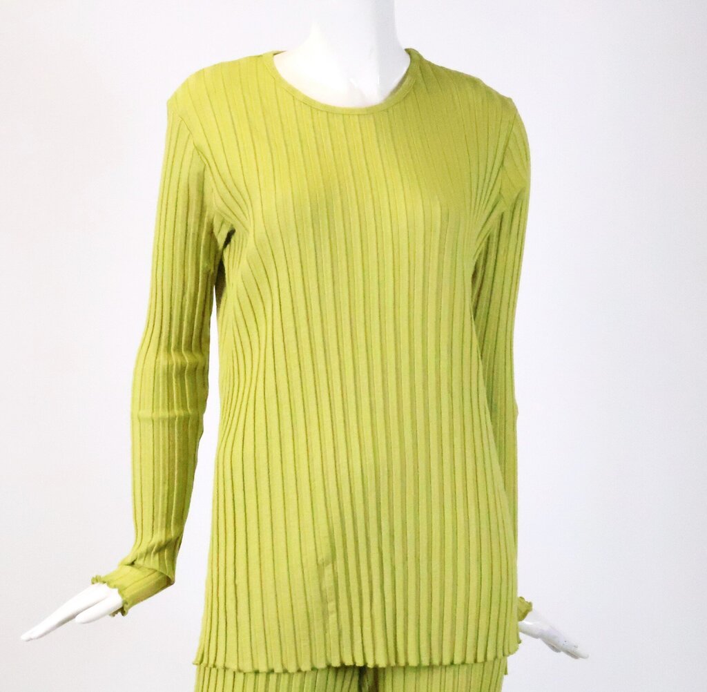 (M) bright lime ribbed 2-pc top/pants