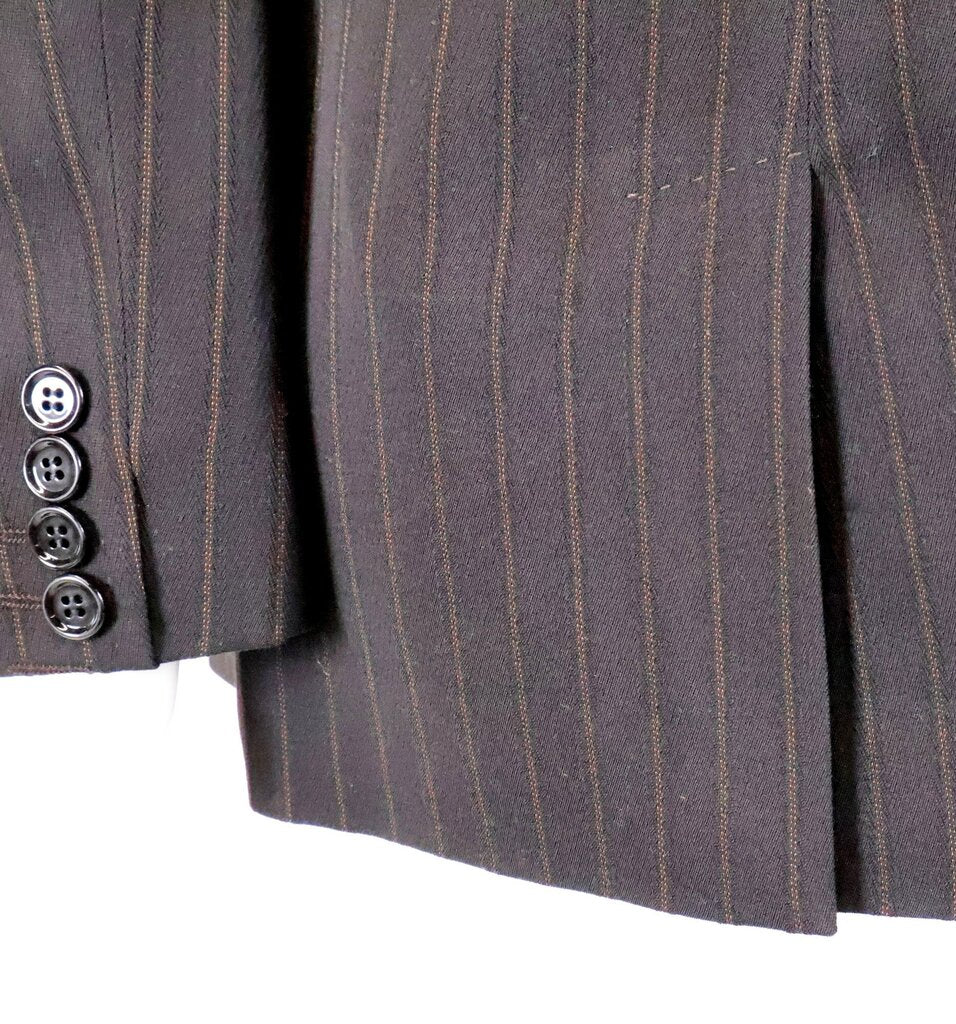 (44) Black/Brown Pinstripe Pant Suit