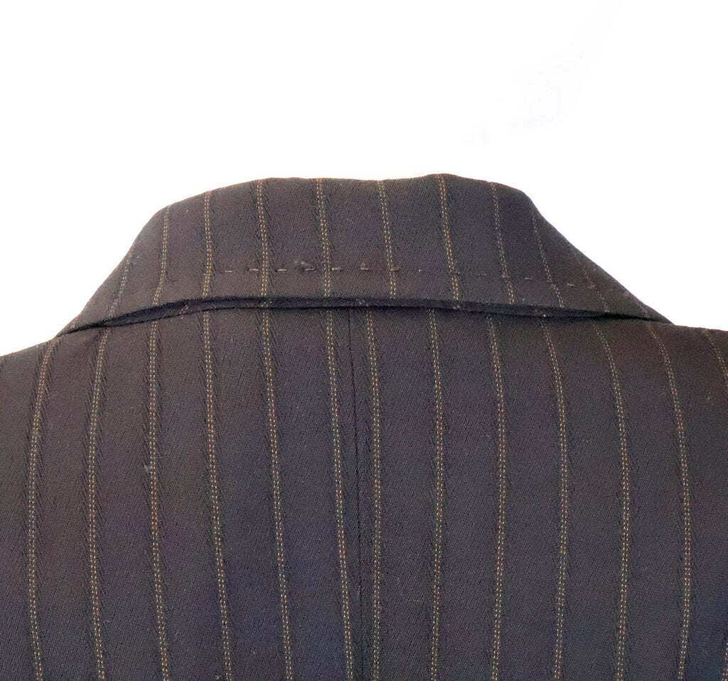 (44) Black/Brown Pinstripe Pant Suit