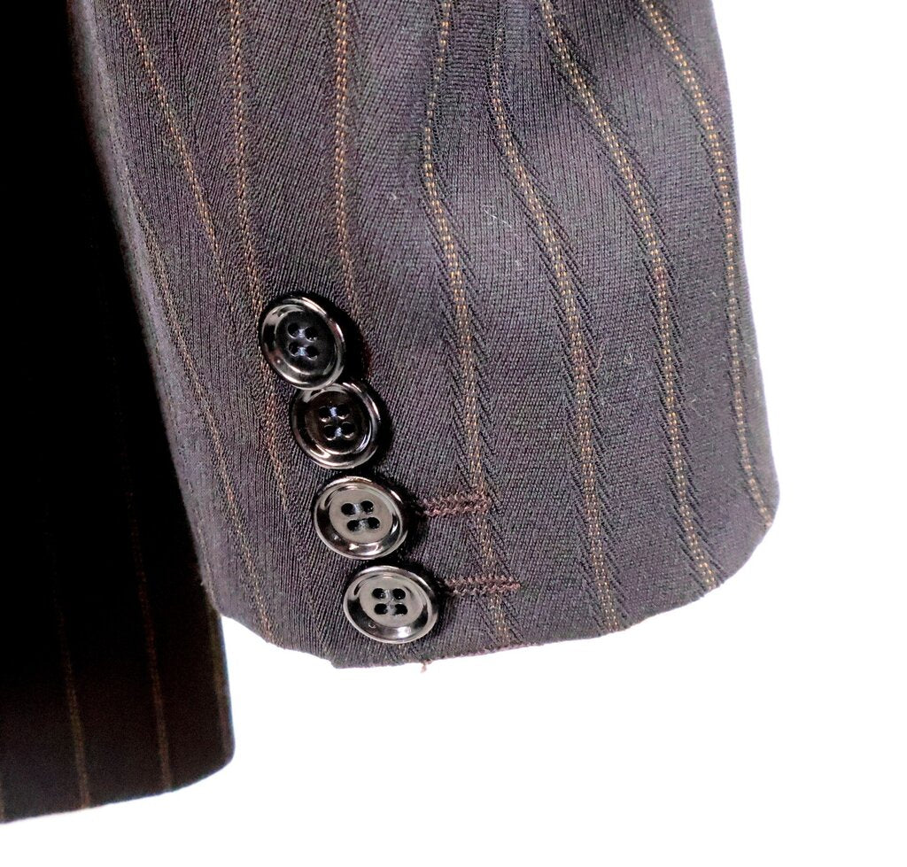 (44) Black/Brown Pinstripe Pant Suit