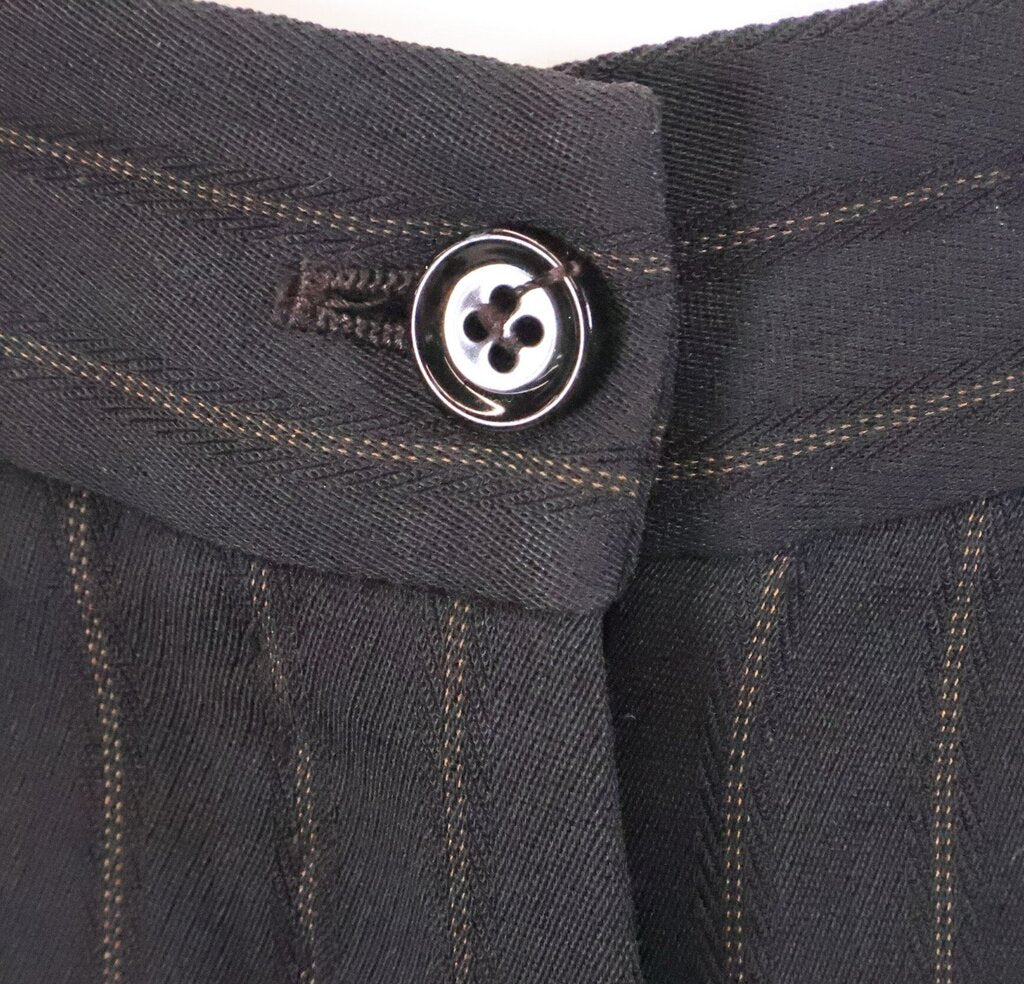 (44) Black/Brown Pinstripe Pant Suit