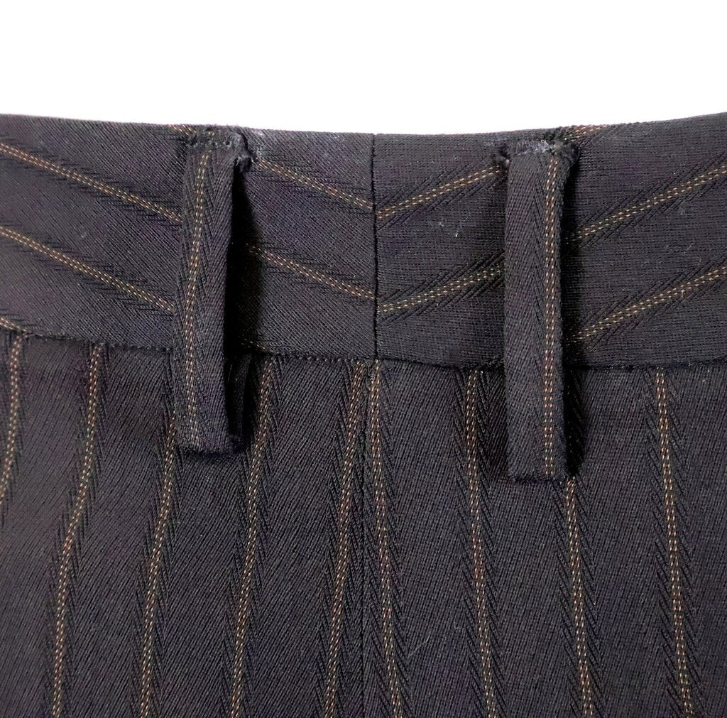 (44) Black/Brown Pinstripe Pant Suit