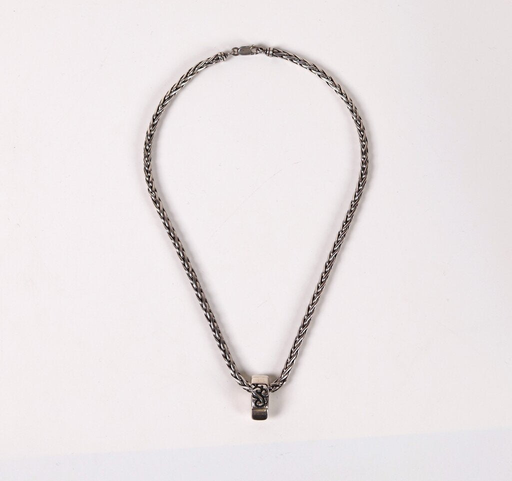 Sterling Wheat Necklace with Bar Pendant