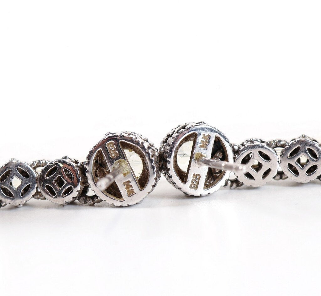 Sterling and 14K Yellow Quartz Earrings