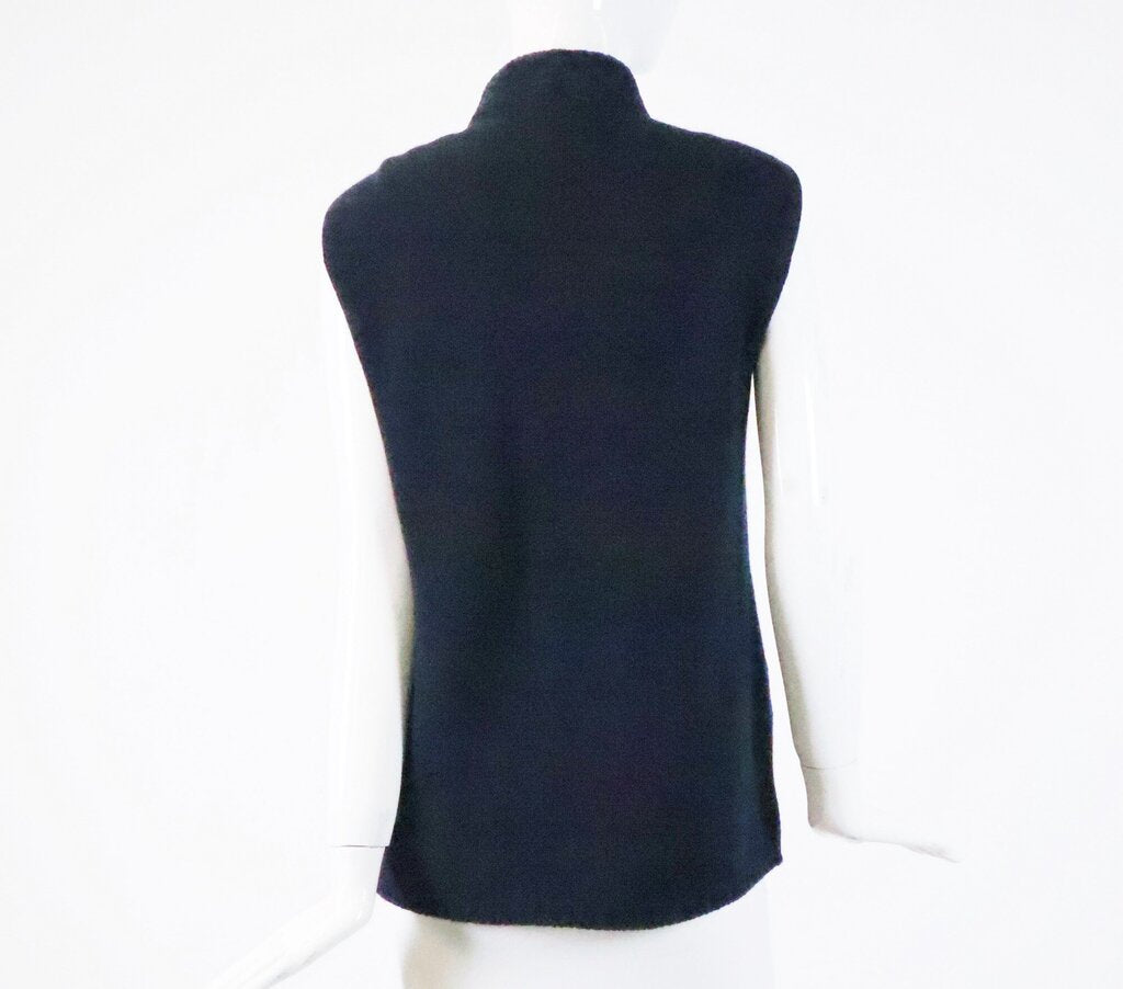 (42-6) Navy Shearling Vest