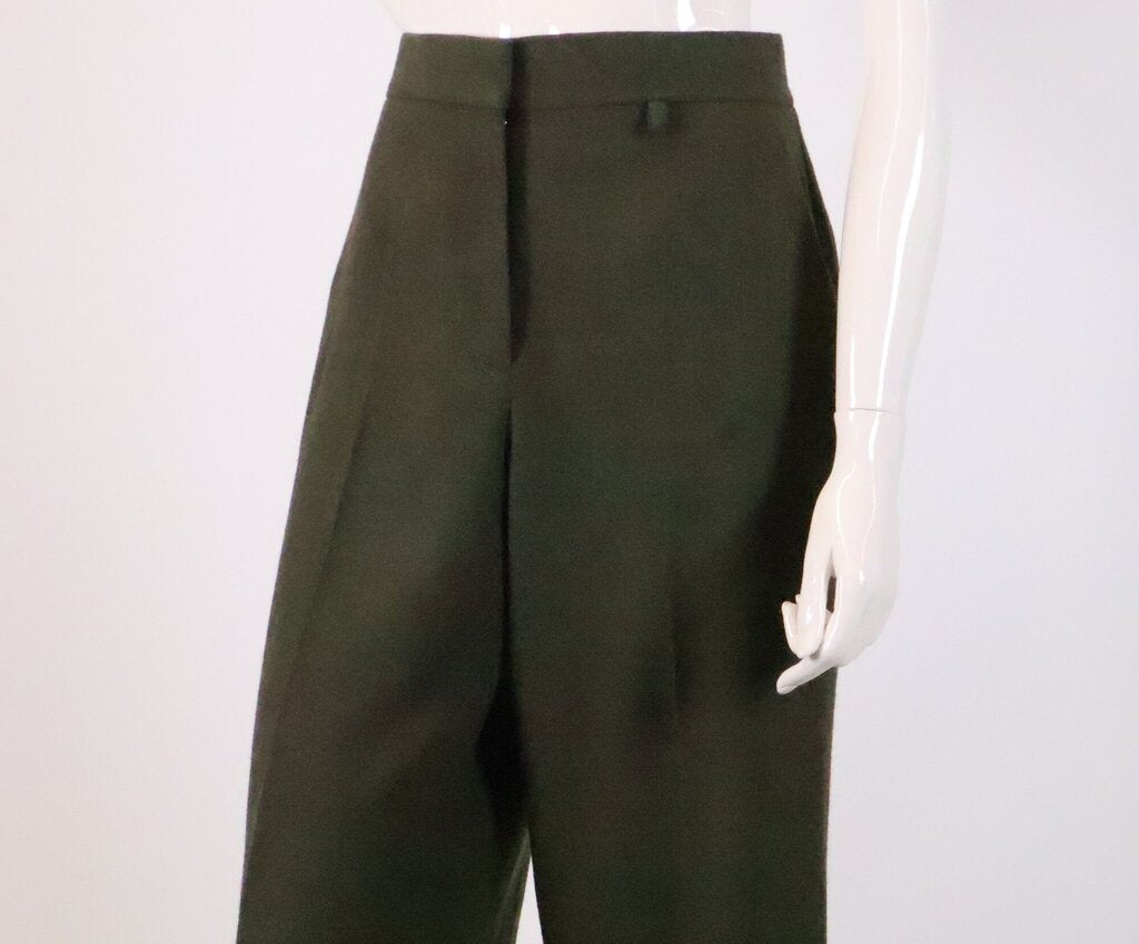 (38) green wool trousers