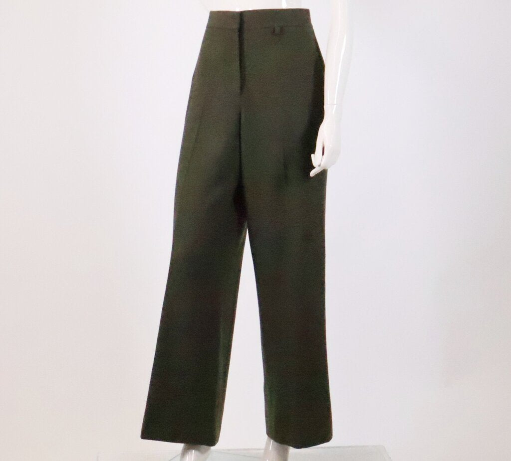 (38) green wool trousers