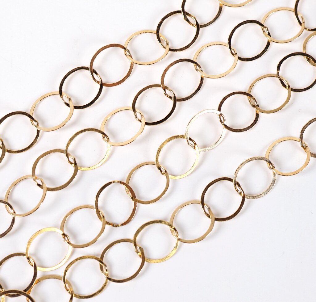 Gold Fill Round Link Long Necklace