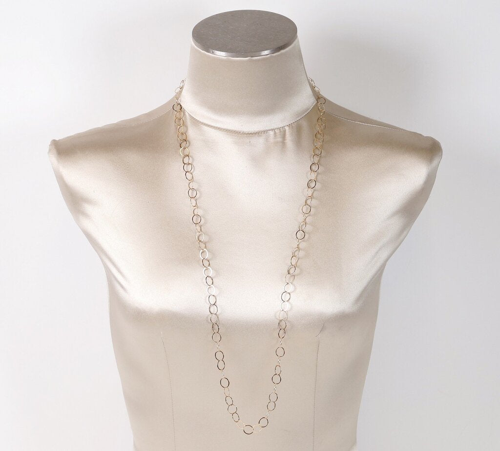 Gold Fill Round Link Long Necklace