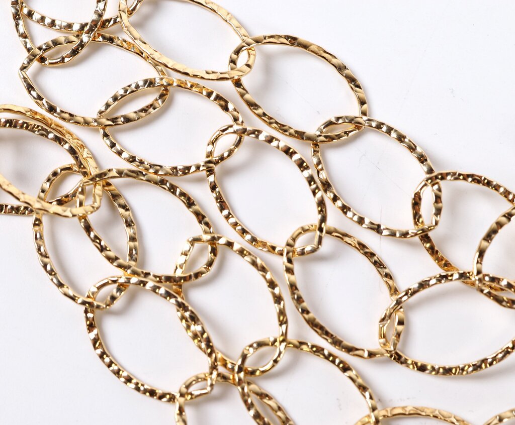 Gold Fill Hammered Link Long Link Necklace
