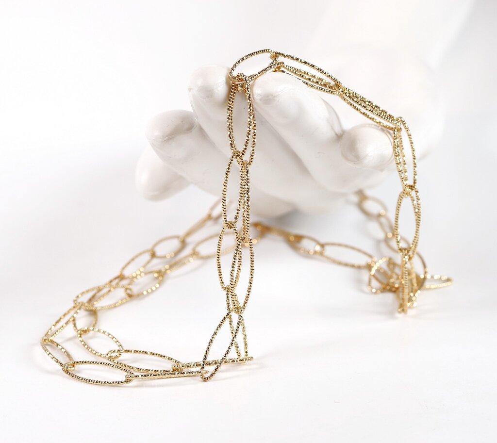 Textured Paperclip Link Long Necklace