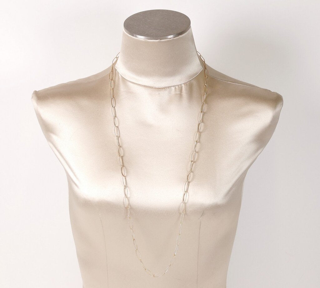 Textured Paperclip Link Long Necklace