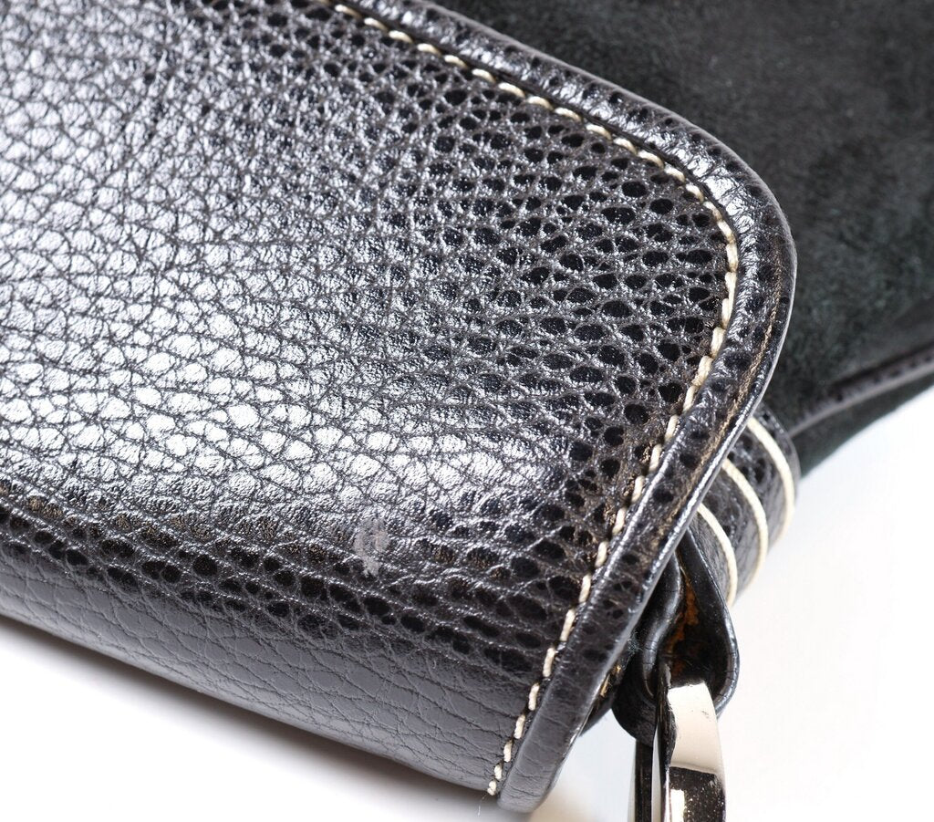 Black Suede and Leather Shoulder Bag