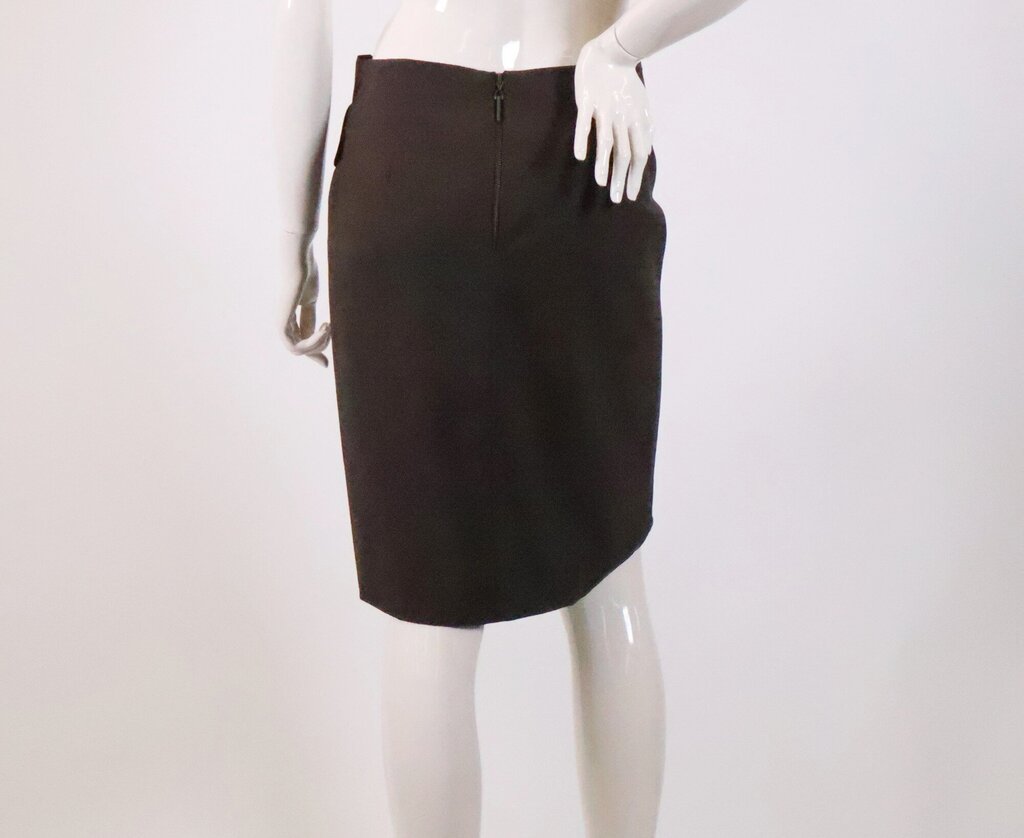 (4) Brown Pleated Wrap Pencil Skirt