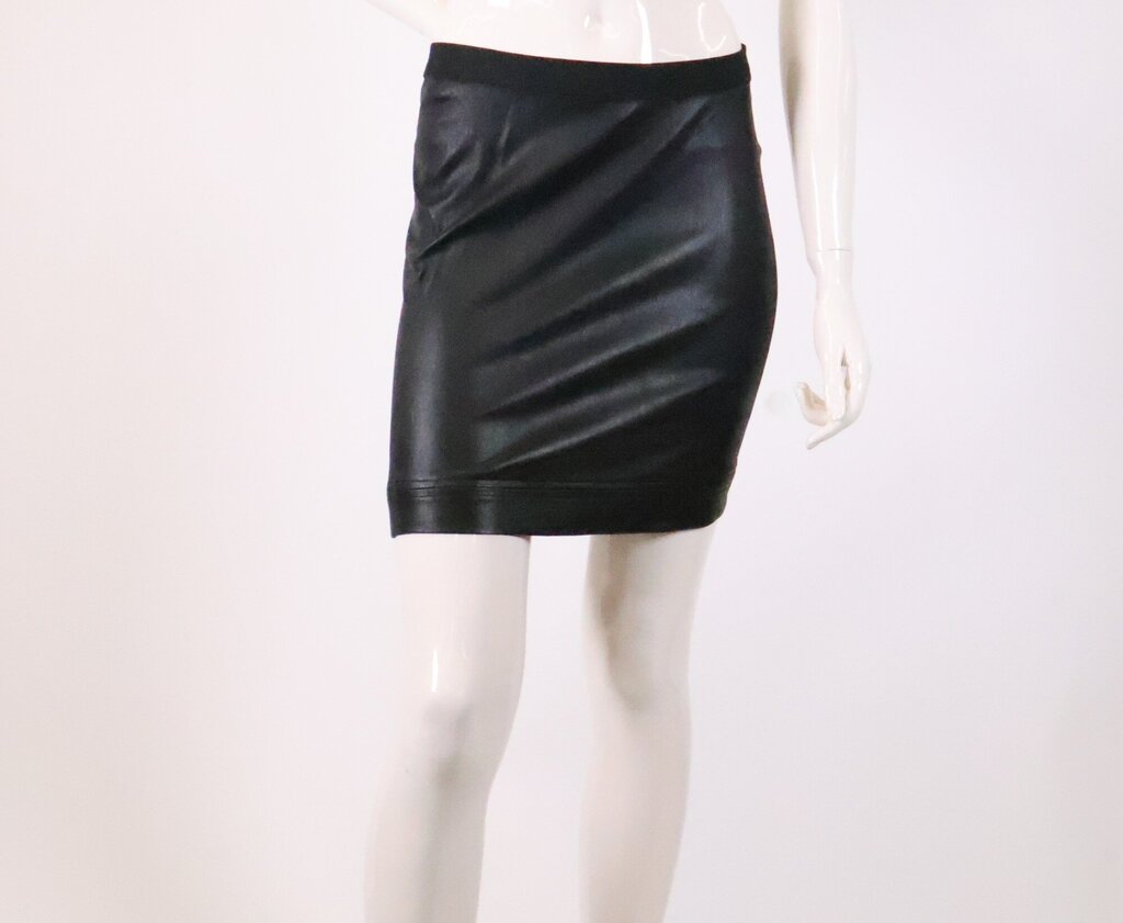 (4) Black leather mini skirt