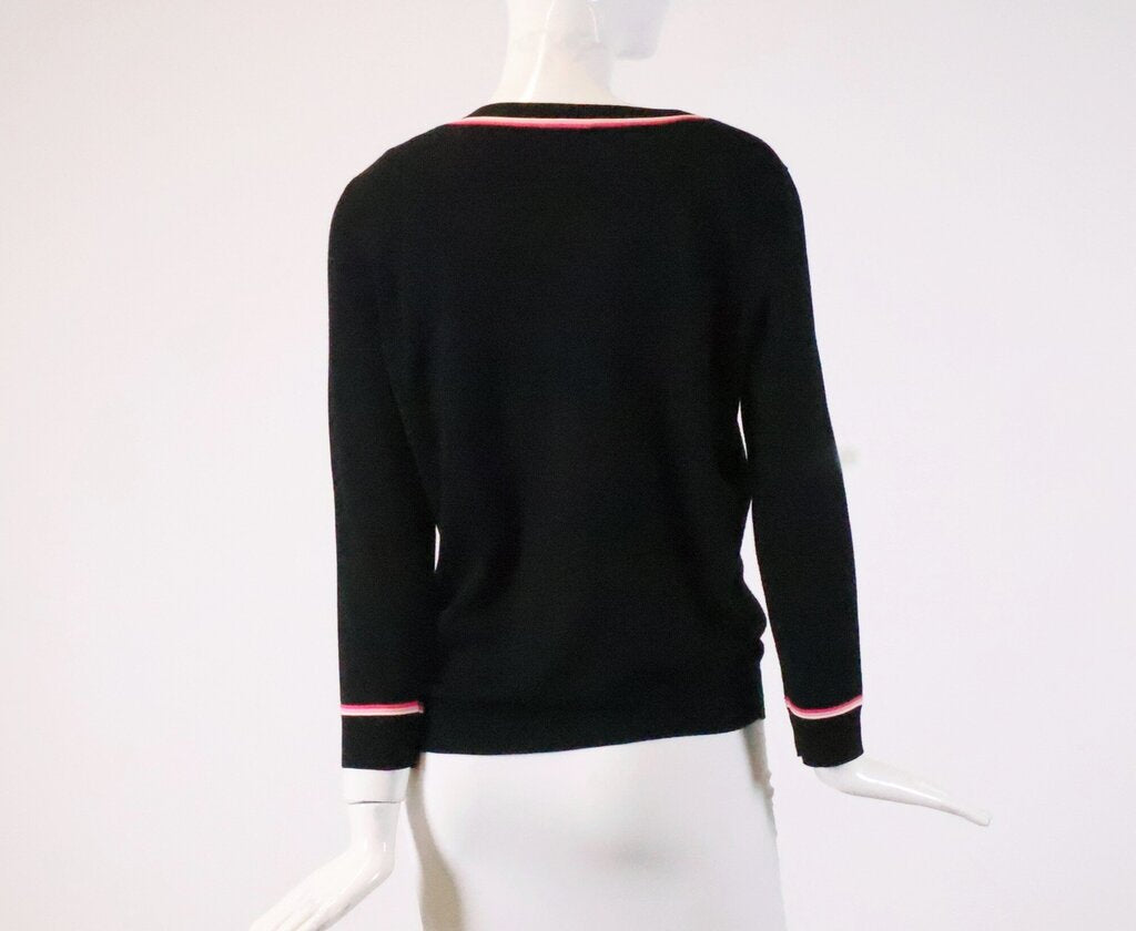 (10) Black Sweater with Pink Piping