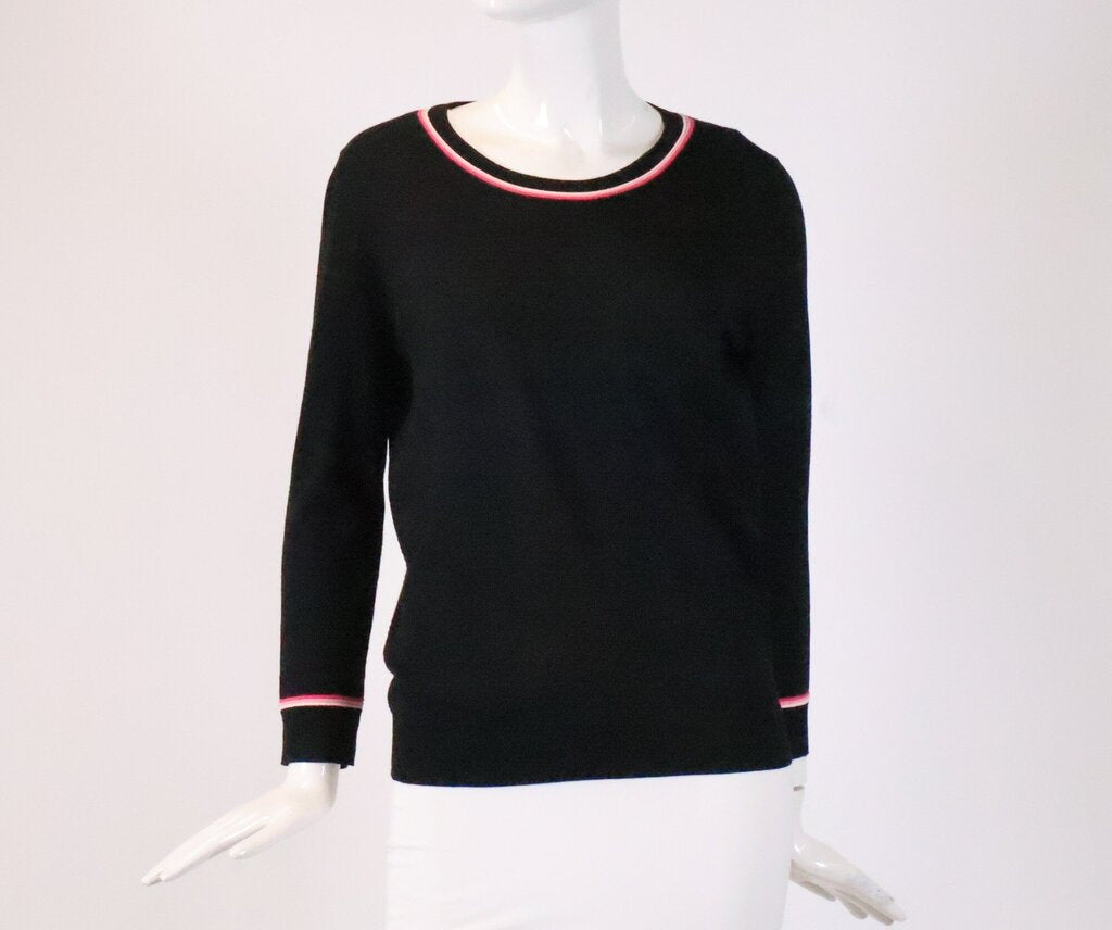 (10) Black Sweater with Pink Piping