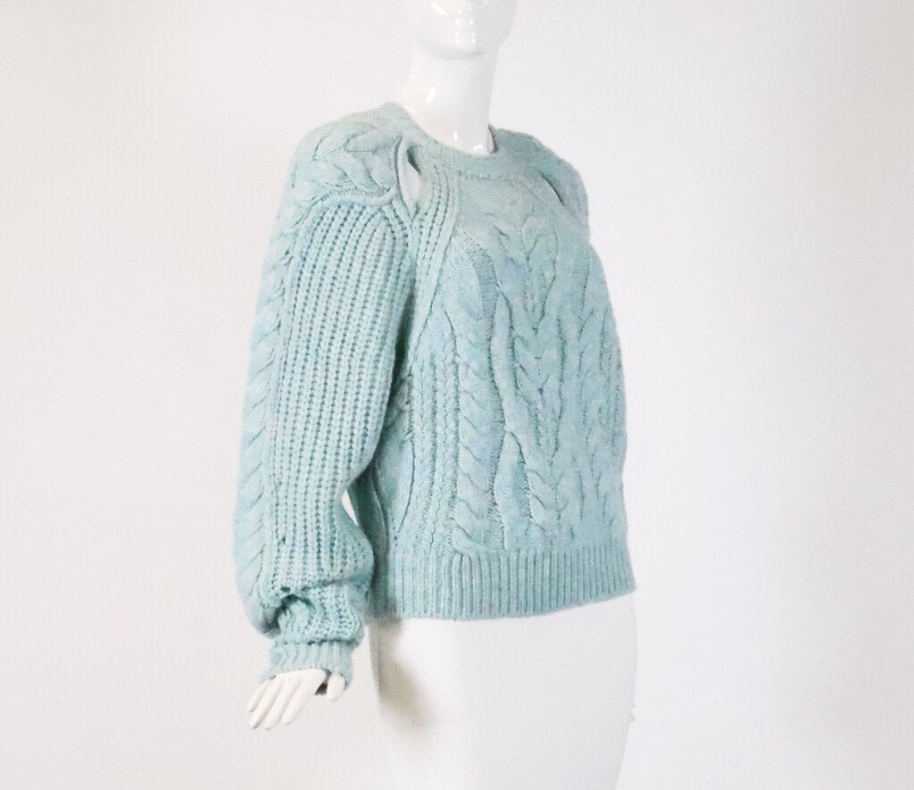 (XS) Blue Cable Knit Sweater