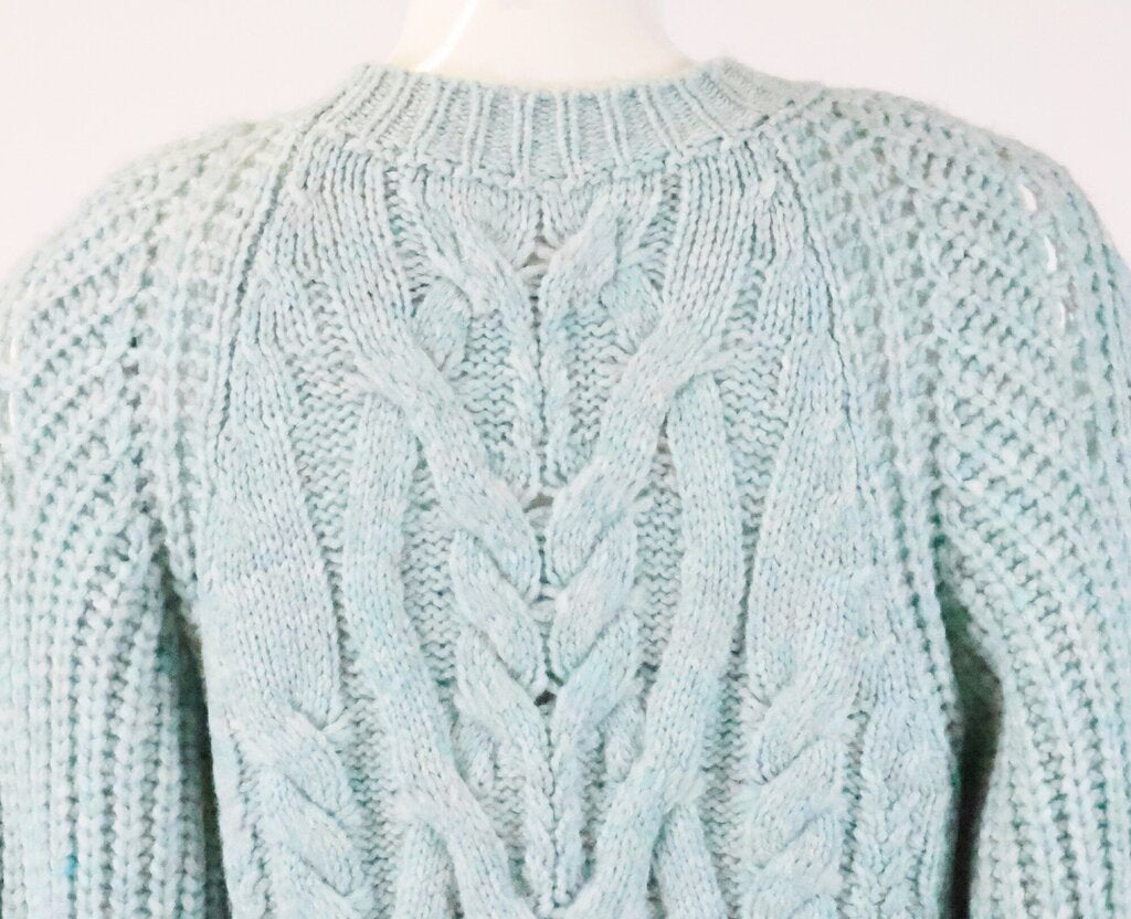 (XS) Blue Cable Knit Sweater