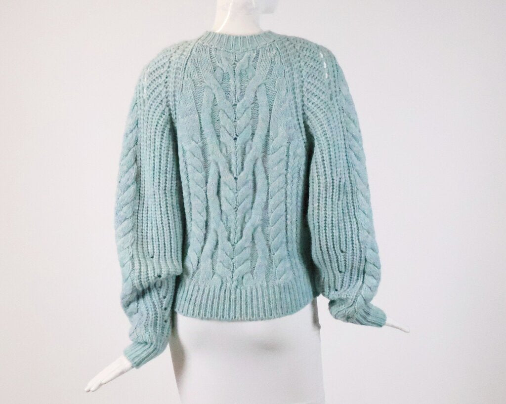 (XS) Blue Cable Knit Sweater