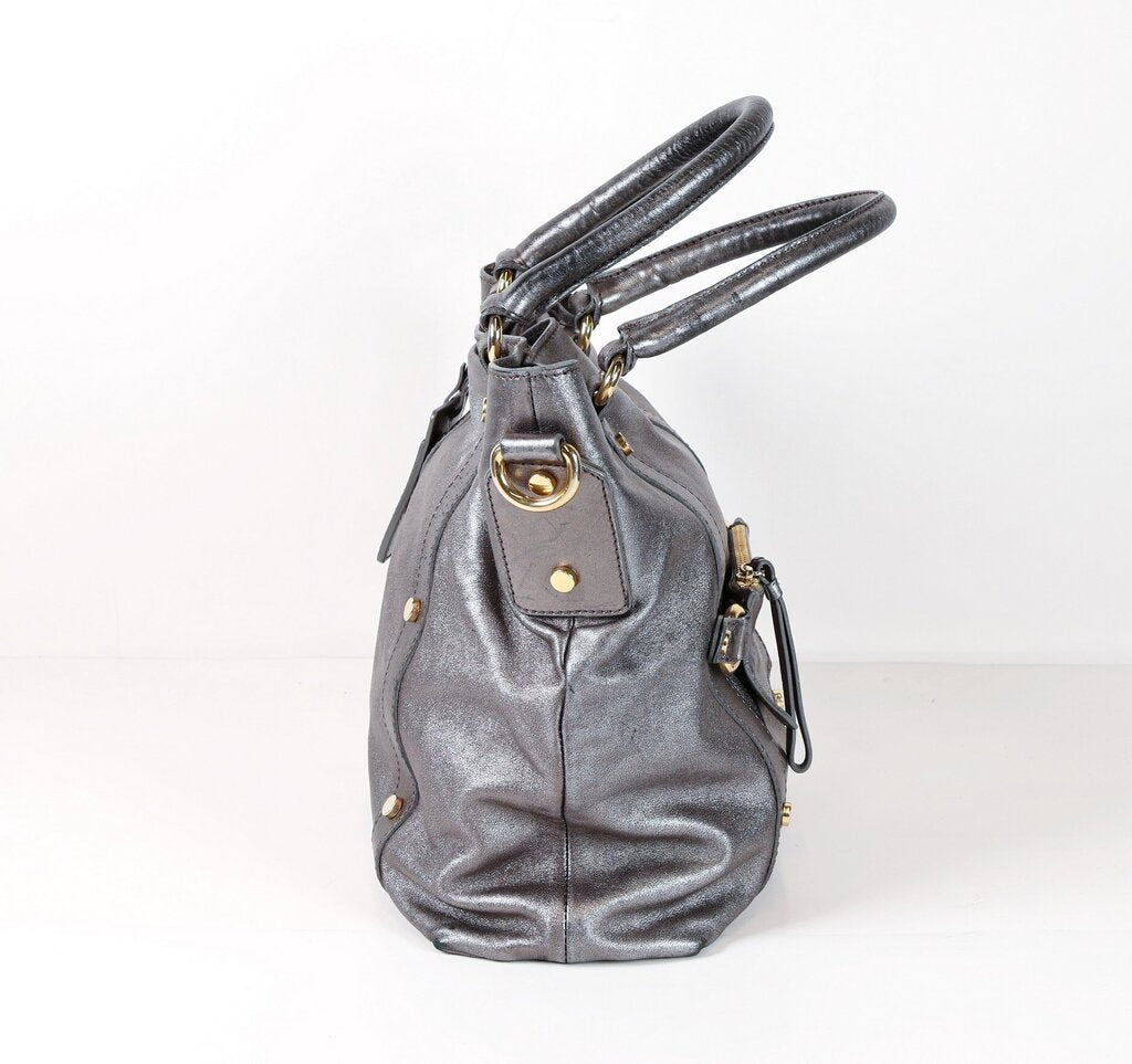 Gunmetal Metallic Leather Purse