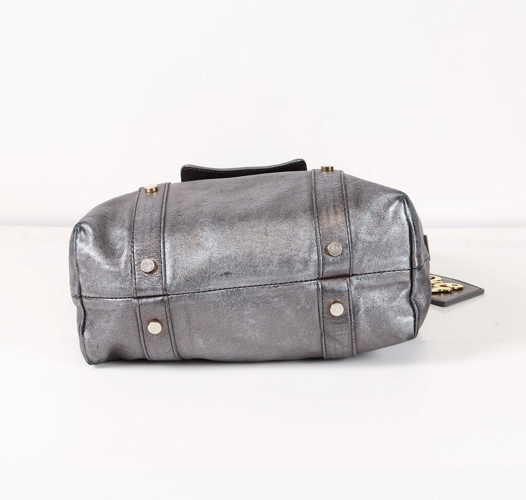 Gunmetal Metallic Leather Purse