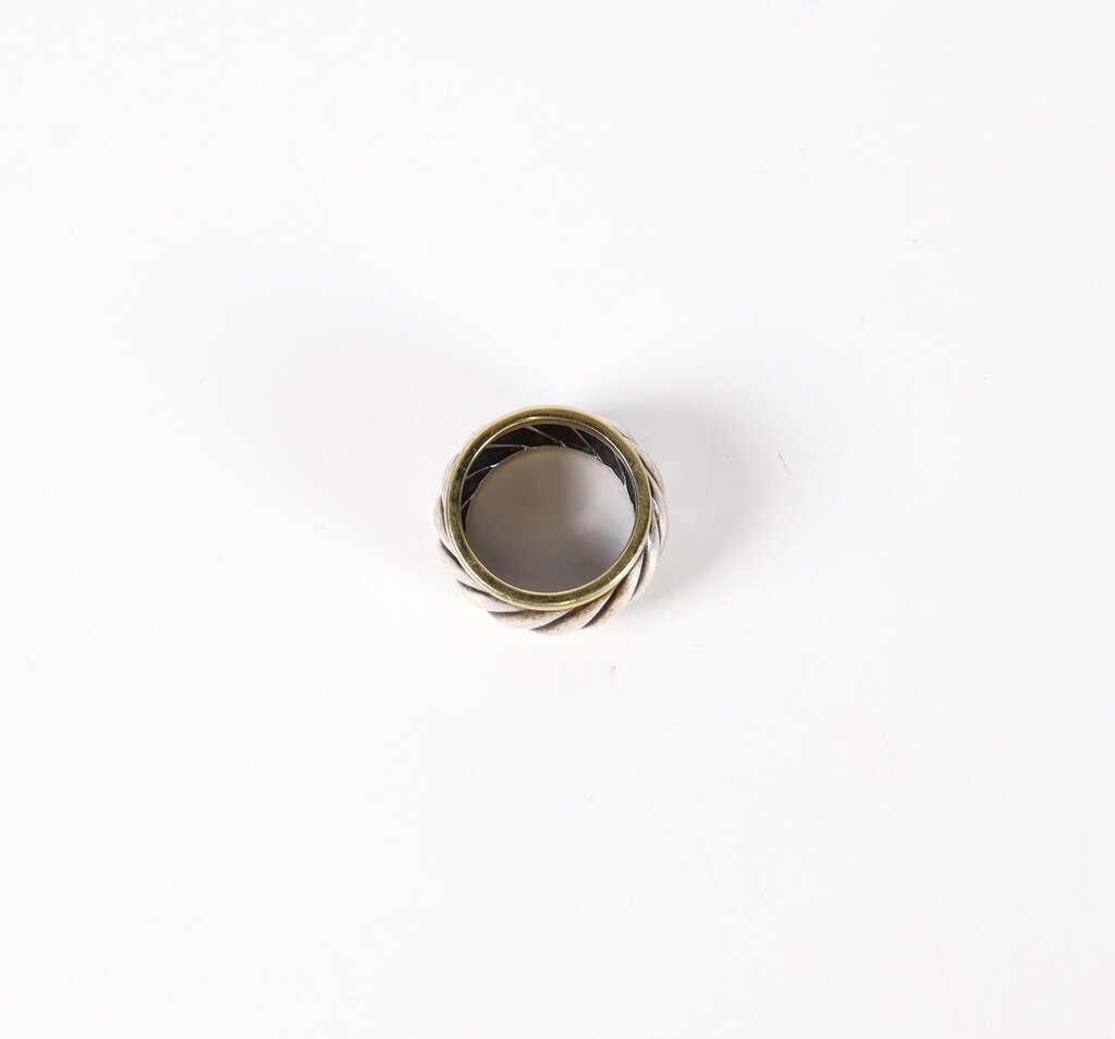 Sterling and 14K Two Tone Cable Classics Cigar Band' Ring (7)