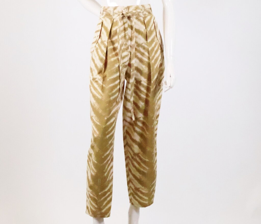 (4) Striped Dye Belted Pants