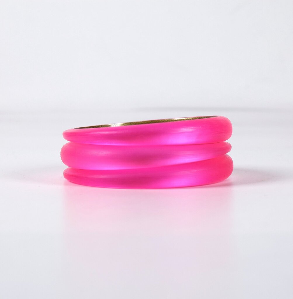 Neon Pink Lucite Bangle Set 3 pcs