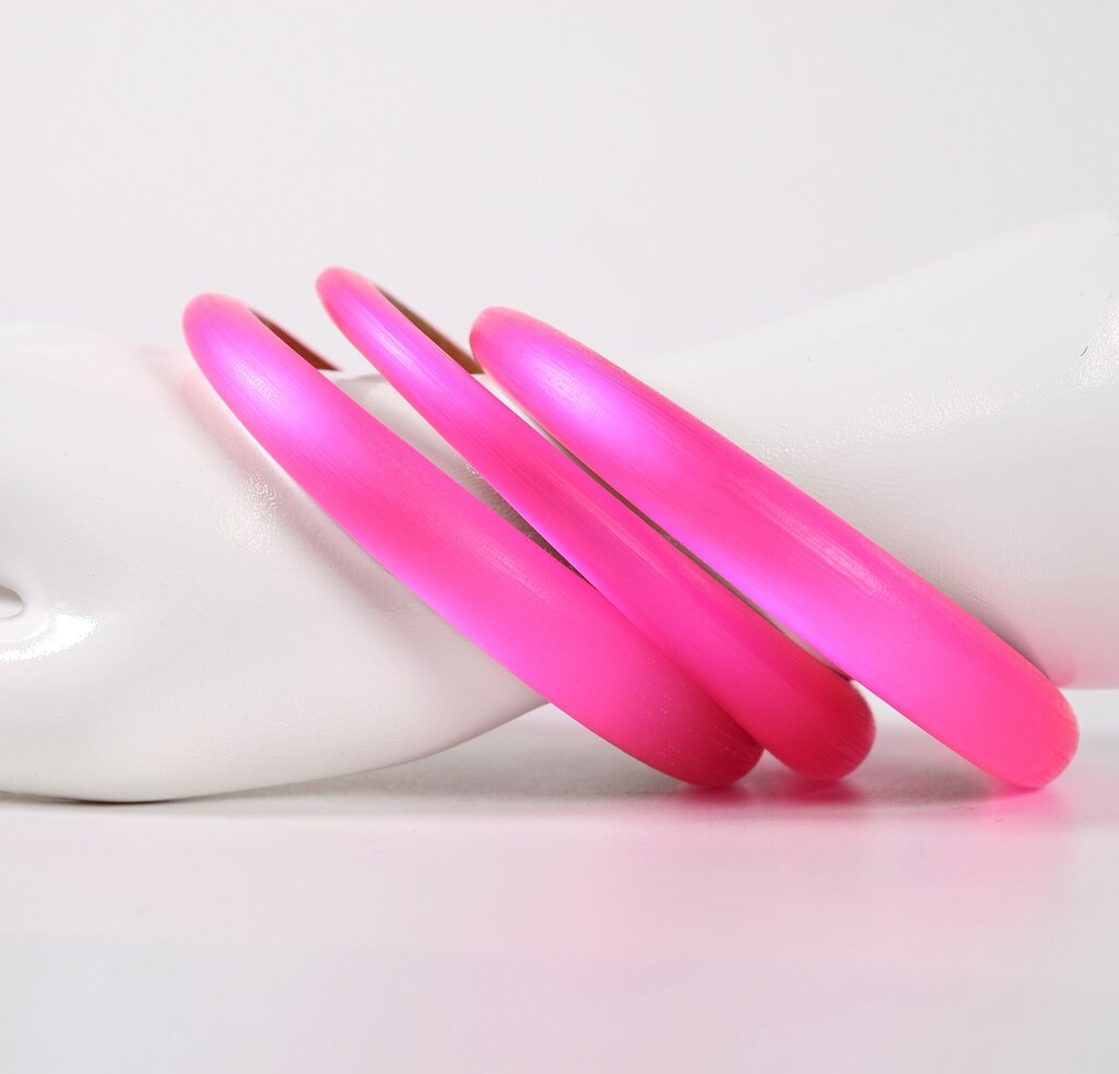 Neon Pink Lucite Bangle Set 3 pcs