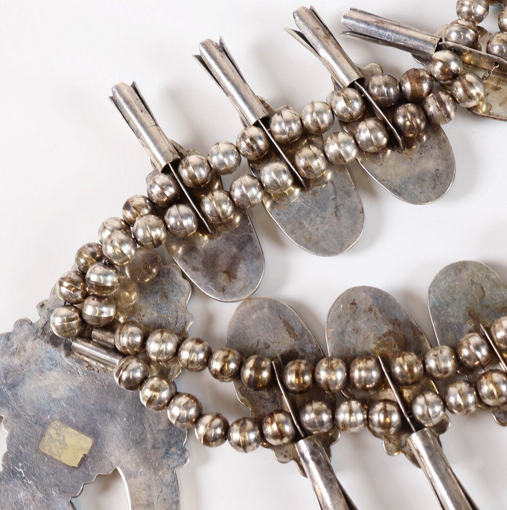 Sterling and Turquoise Squash Blossom Pendant necklace