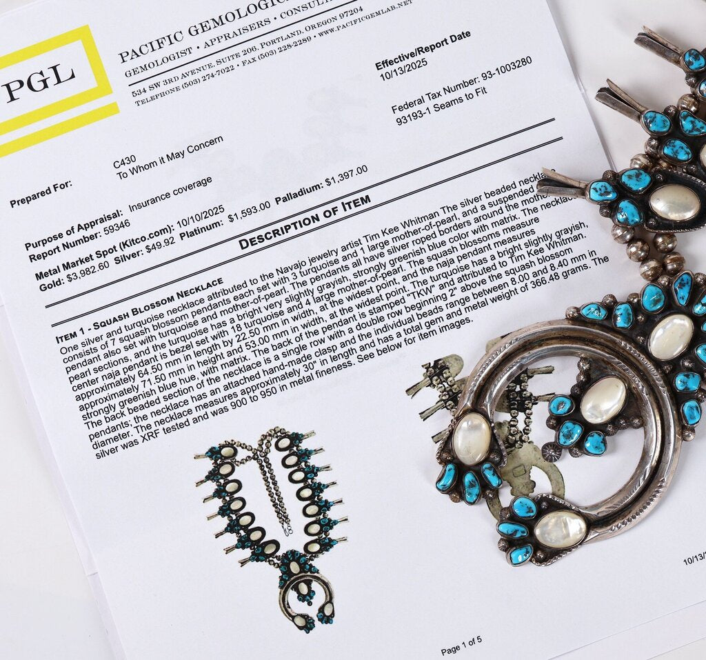 Sterling and Turquoise Squash Blossom Pendant necklace