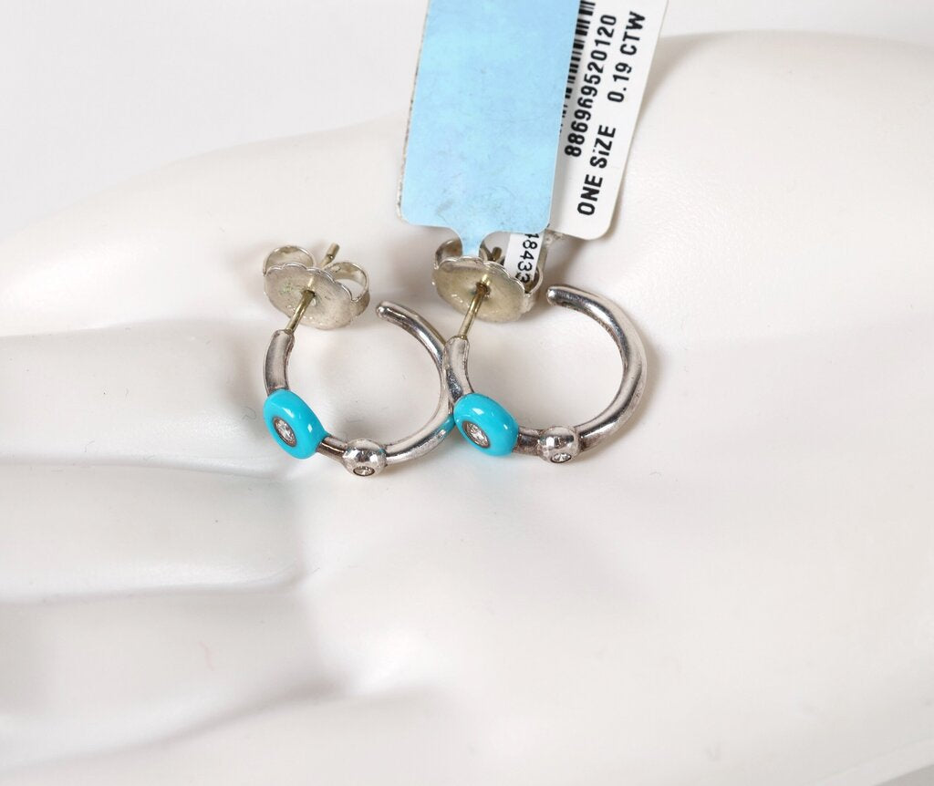 Sterling 'Tiny Stardust Hoop' with Turquoise and Diamond