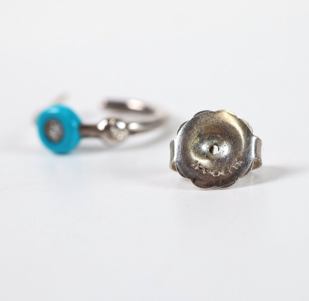 Sterling 'Tiny Stardust Hoop' with Turquoise and Diamond