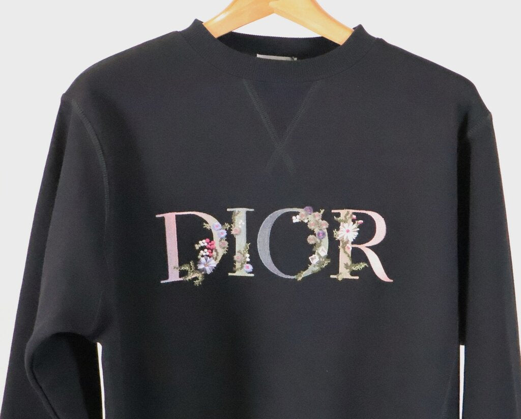 Black Floral Logo Crewneck (M)