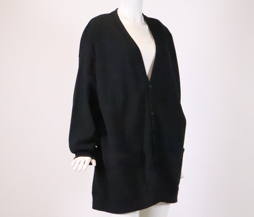 Black Oversized Cardigan with Back Logo (L)