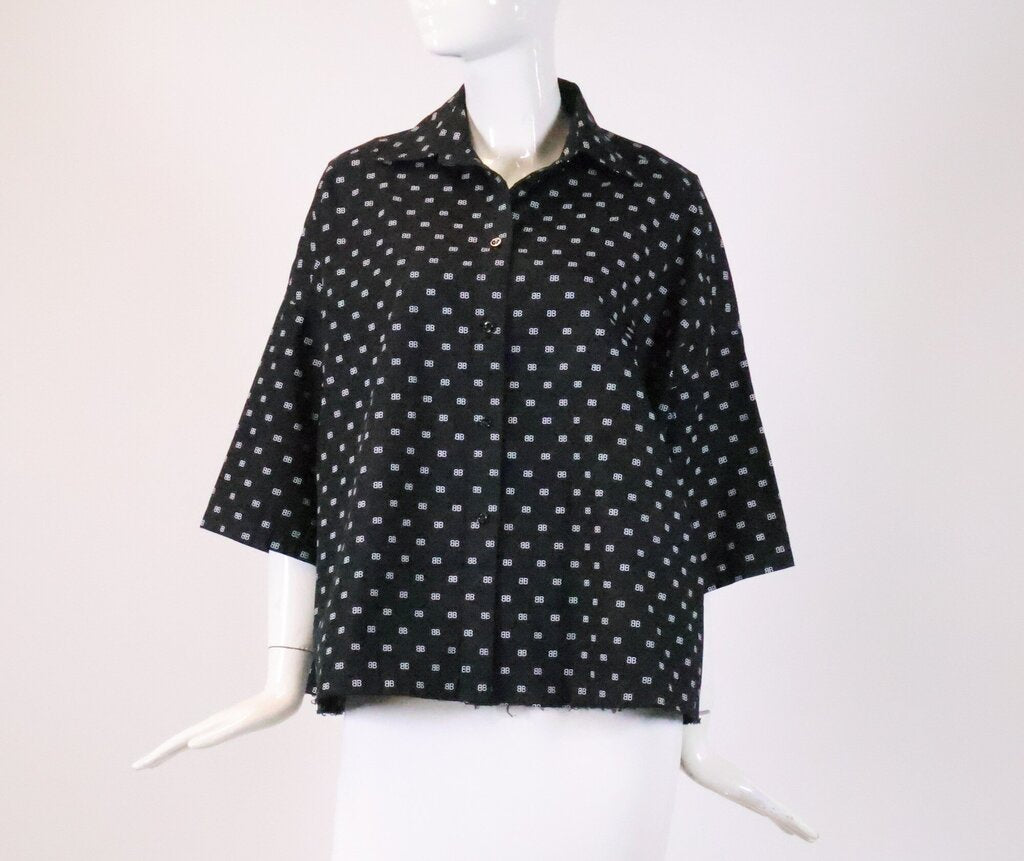 Black BB Short Sleeve Button Down (XS)