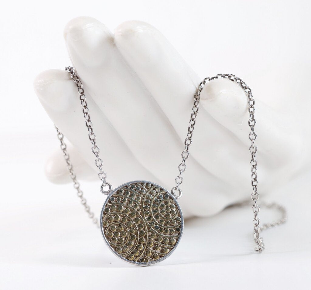 Sterling and 18K Gold Plate Medium Disc Pendant