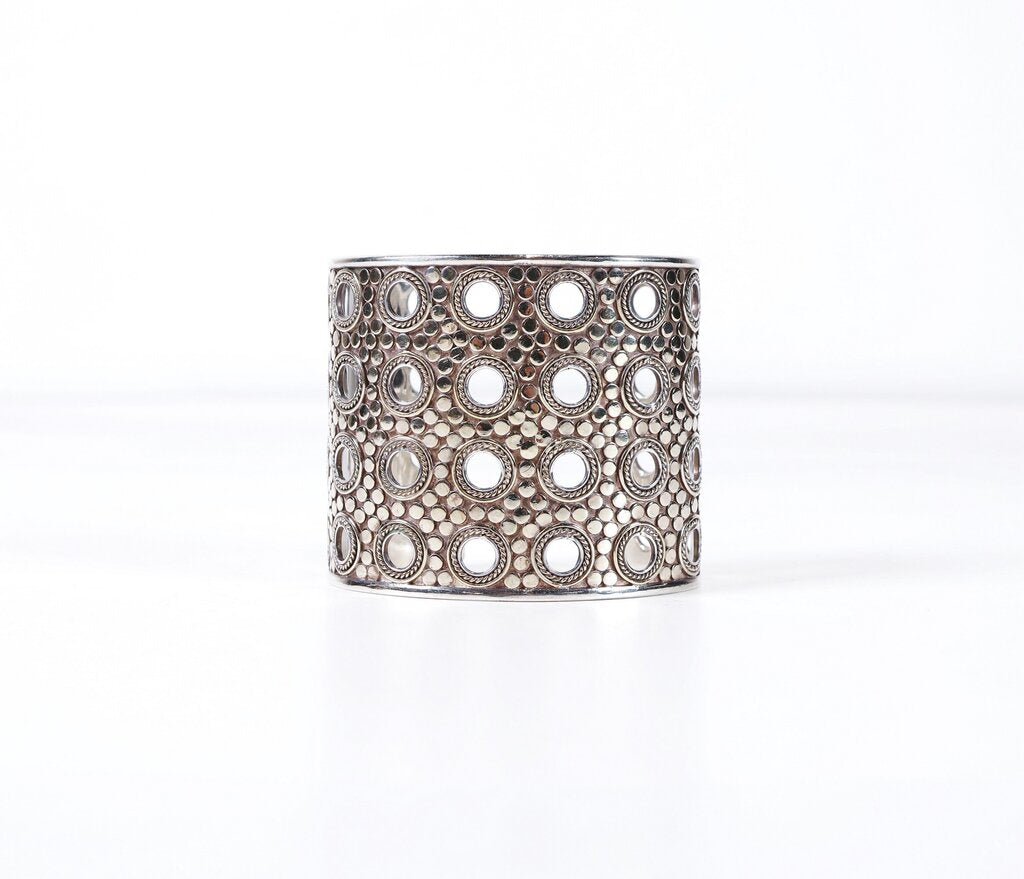 Sterling Dot Disc Wide Cuff