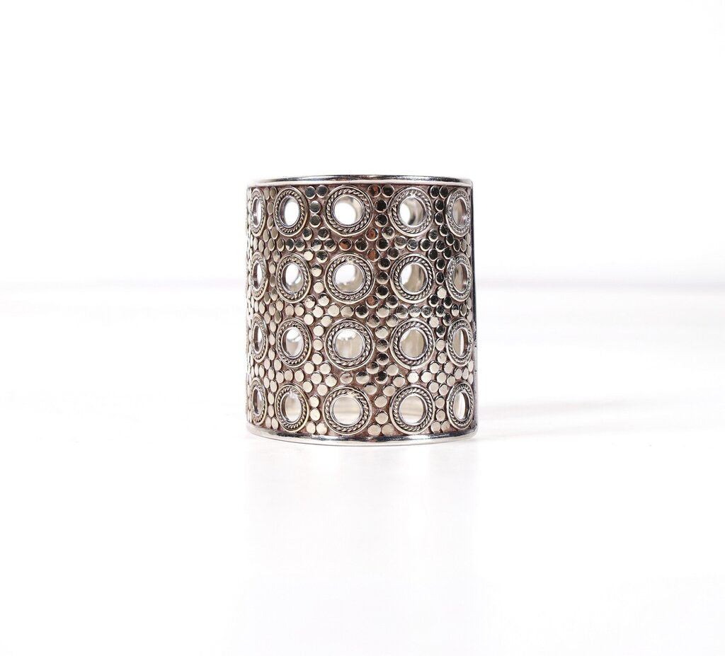 Sterling Dot Disc Wide Cuff