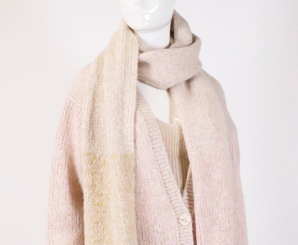 Light Pink and Beige Knit Scarf and Tops Set (S)