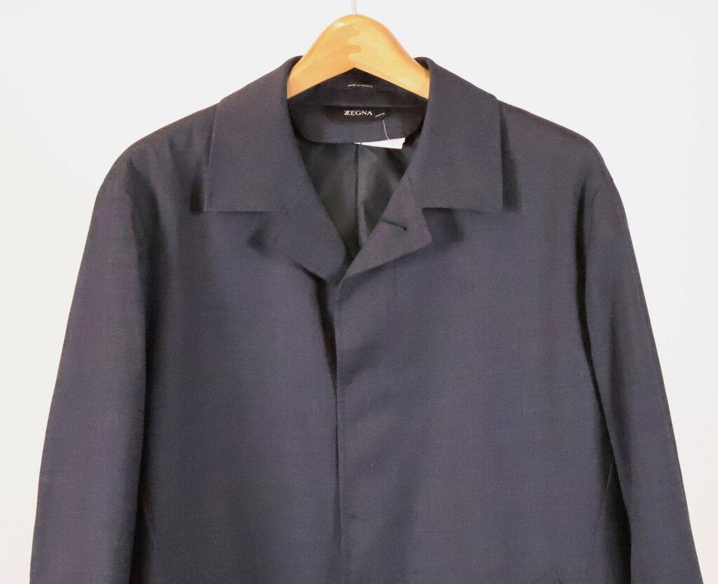 (56/XL) Navy Wool Button Coat