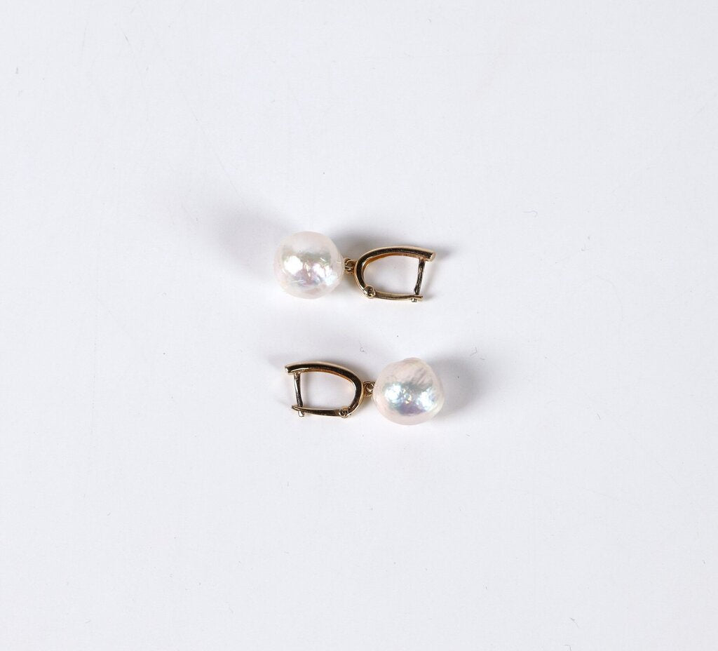14K and Baroque Pearl Earrings