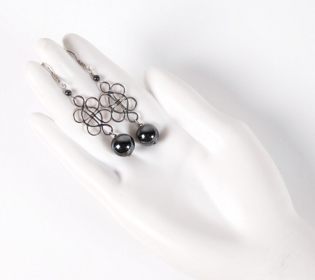 Sterling and Hematite Celtic Inspired Earrings