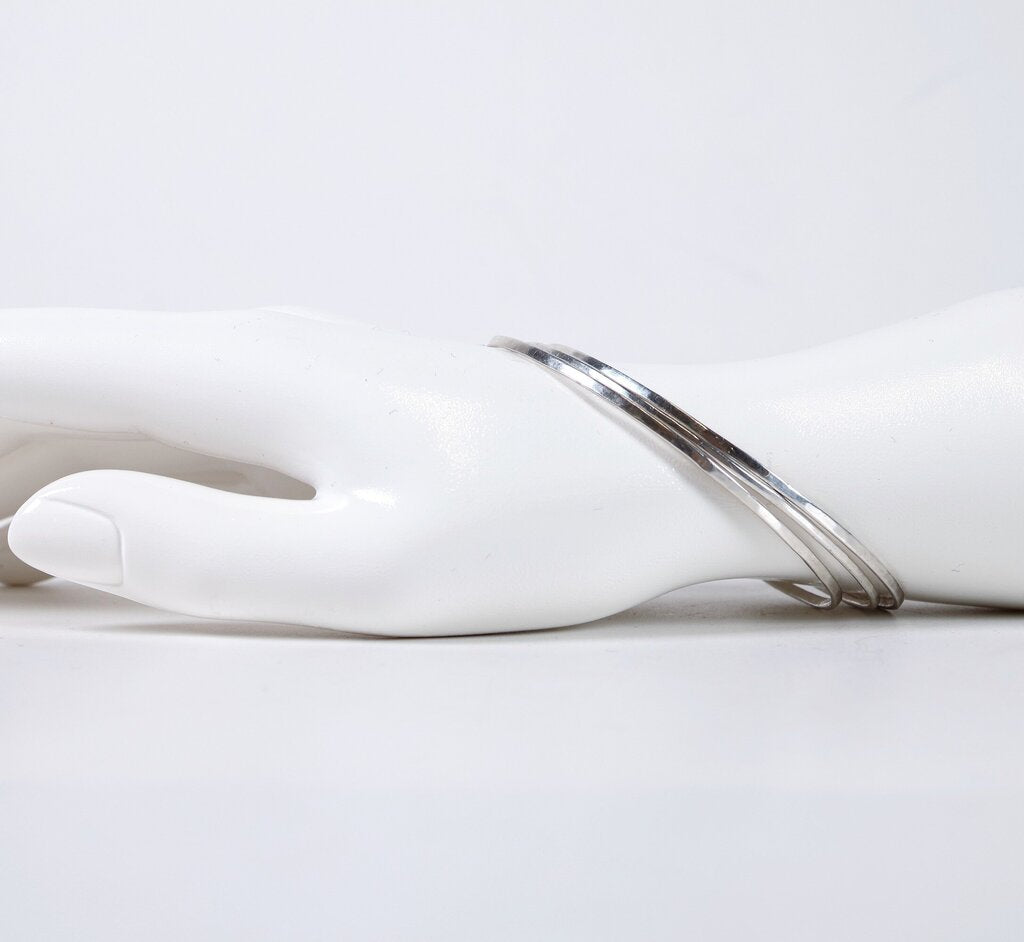 Sterling Trio of Hammered Bangles